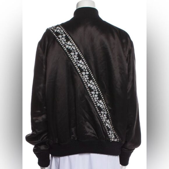 Crystal Amiri Bomber Jacket - Black - size L - Unisex - Silk Bomber Jacket Coat - Picture 4 of 16